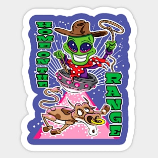 Home On The Range Alien Abduction Cow Sticker